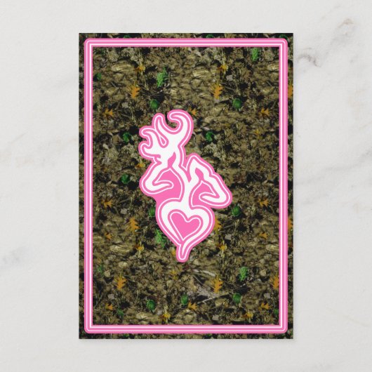 Camouflage Jagen Rosa Gewohnte Hochzeitrichtung Begleitkarte (Rückseite)