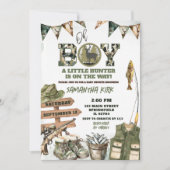 Camouflage Jagen und Angeln Kinderdusche Einladung (Vorderseite)