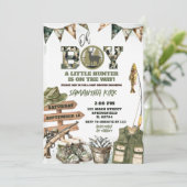 Camouflage Jagen und Angeln Kinderdusche Einladung (Stehend Vorderseite)