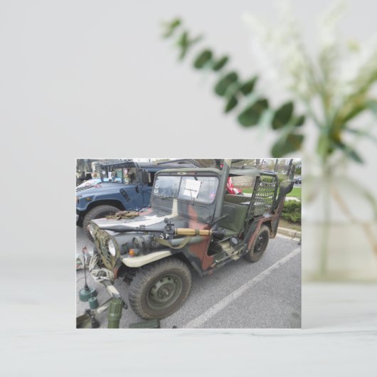 Camouflage Jeep Postkarte (Stehend Vorderseite)