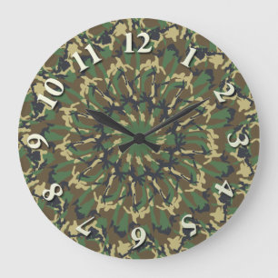 Camouflage Kaleidoskop Große Wanduhr