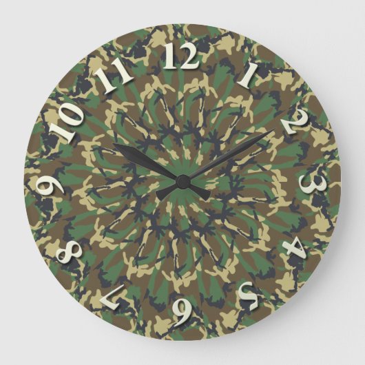 Camouflage Kaleidoskop Große Wanduhr (Vorderseite)