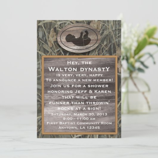 Camouflage Kinderdusche Einladung (Stehend Vorderseite)