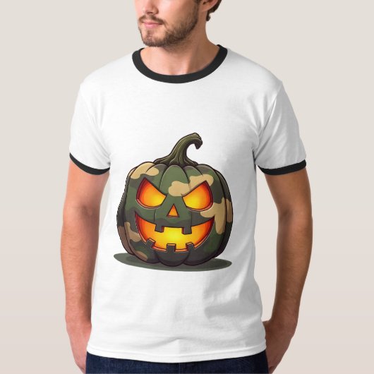 Camouflage Kürbislaterne Veteran Halloween Men Pum T-Shirt (Vorderseite)