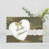 Camouflage Lace Heart Baby Dusche Einladung (Stehend Vorderseite)