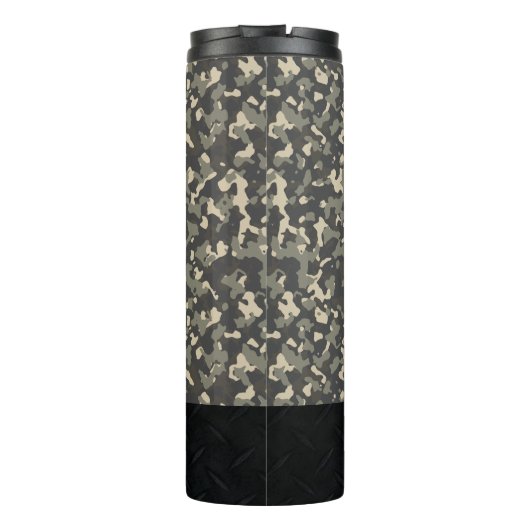 Camouflage largemouth Bass Fishing Name Männer Thermosbecher (Rückseite)