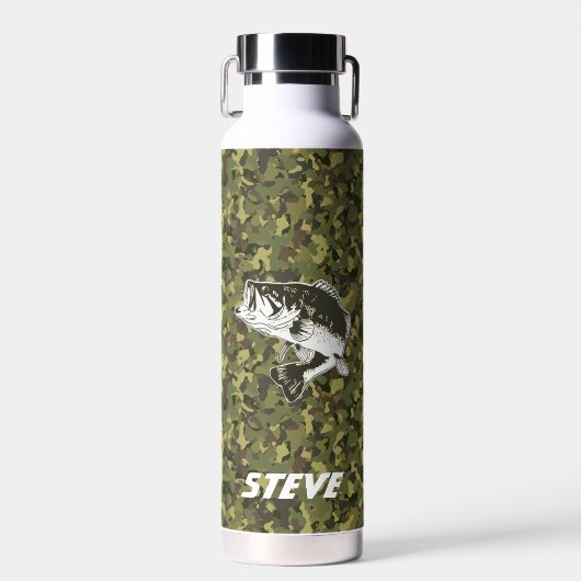 Camouflage Largemouth Bass Name Sport Trinkflasche (Vorne)