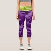 Camouflage Lila Grüne Rieseninitiativen Frauen Frü Capri Leggings (Vorderseite)