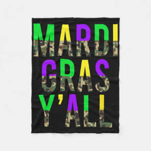 Camouflage Mardi Gras Y'all Camouflage Mardi Gras Fleecedecke