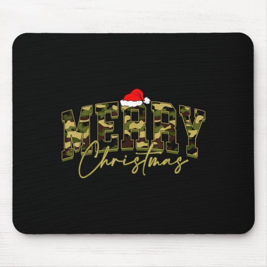 Camouflage Merry Christmas Santa Hat Xmas Pajamas  Mousepad (Vorne)