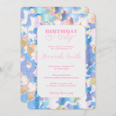 Camouflage Metallic Pink Blue Gold Abstrakt Einladung (Vorne/Hinten)