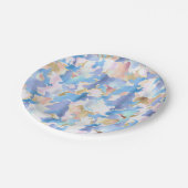 Camouflage Metallic Pink Blue Gold Abstrakt Pappteller (Schrägansicht)