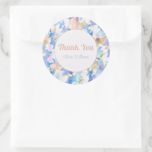 Camouflage Metallic Pink Blue Gold Abstrakt Runder Aufkleber (Tasche)