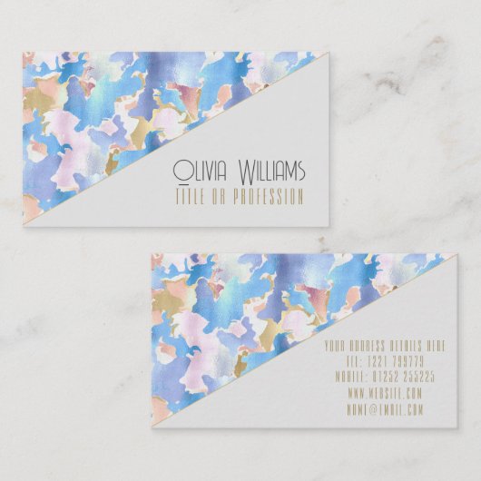 Camouflage Metallic Pink Blue Gold Abstrakt Visitenkarte (Vorne/Hinten)