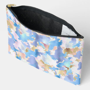 Camouflage Metallic Pink Blue Gold Abstrakt Zubehörtasche