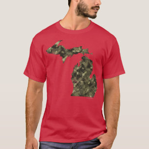 Camouflage Michigan Staat Karte Detroit Mitten T-Shirt