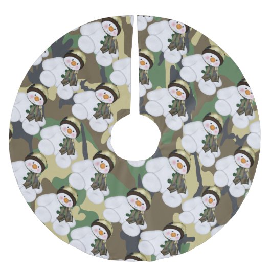 Camouflage Militärischer Weihnachtsschneemann Polyester Weihnachtsbaumdecke (Vorderseite)