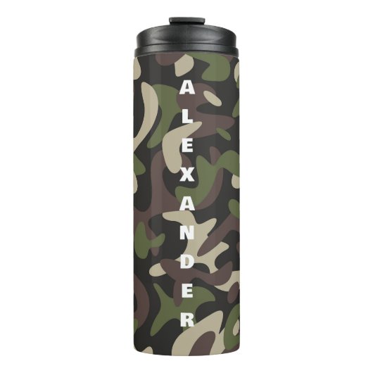 Camouflage Military Brown Green Pattern Custom Thermosbecher (Vorderseite)