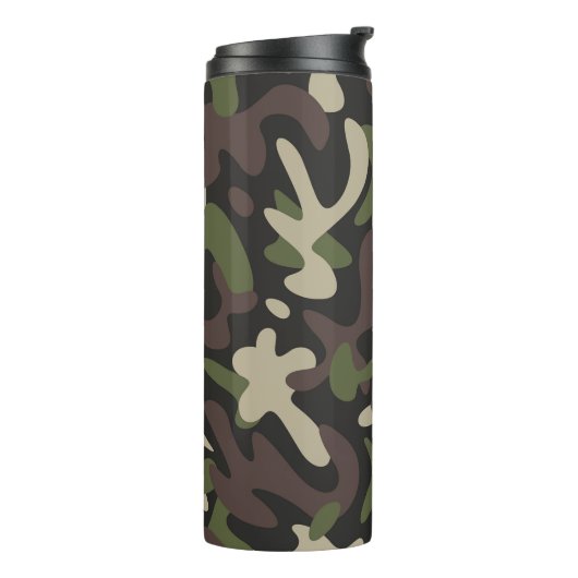 Camouflage Military Brown Green Pattern Custom Thermosbecher (Nach links gedreht)