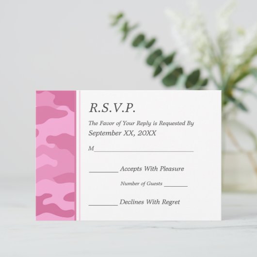 Camouflage Military Wedding RSVP (Stehend Vorderseite)