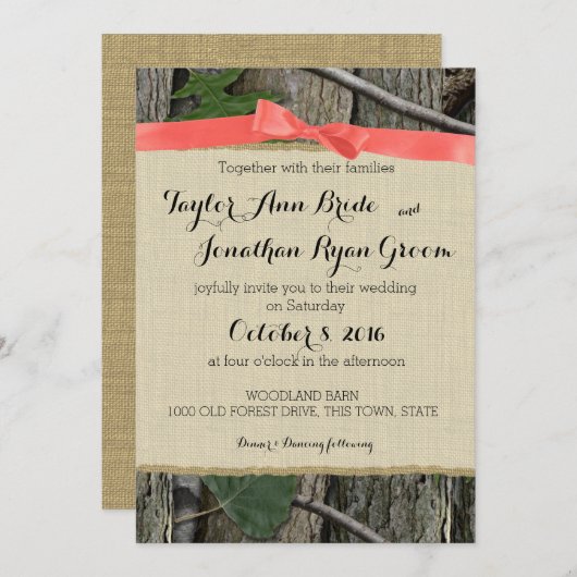 Camouflage mit Korallenbogen Einladung (Vorne/Hinten)