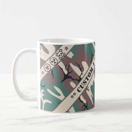 Camouflage mit kundenspezifischem Text Kaffeetasse (Links)