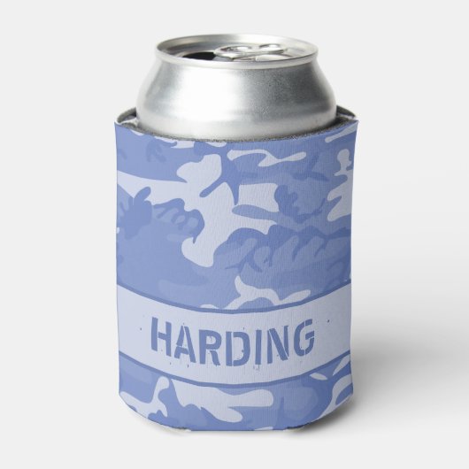Camouflage Mit Monogramm Blue Can Cooler Dosenkühler (Kanne Vorderseite)