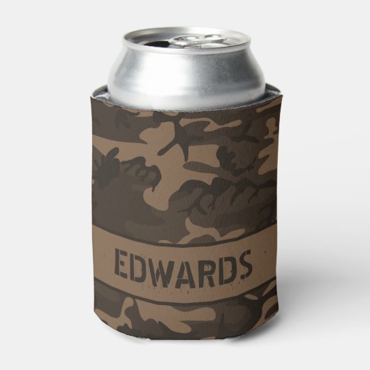 Camouflage Mit Monogramm Brown Can Cooler Dosenkühler (Kanne Vorderseite)