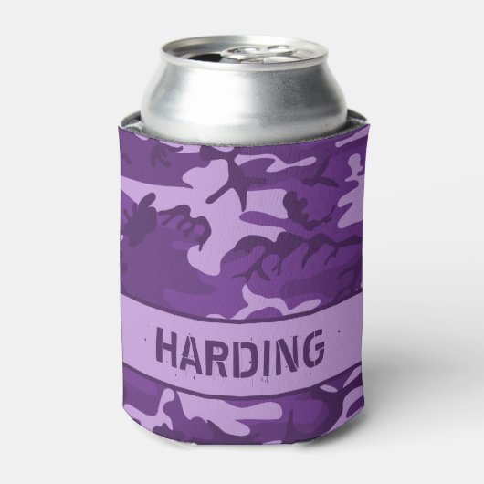 Camouflage Mit Monogramm Lila Can Cooler Dosenkühler (Kanne Vorderseite)