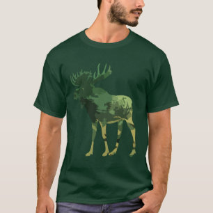 Camouflage Moose Animal Nature Art T-Shirt