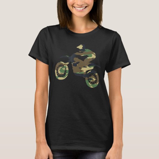 Camouflage Motocross Racing Dirtbike Rider T-Shirt (Vorderseite)