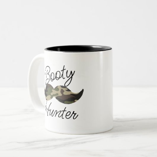 Camouflage Mustache Tasse, Funny Hintern Hunter Zweifarbige Tasse (Vorderseite Links)