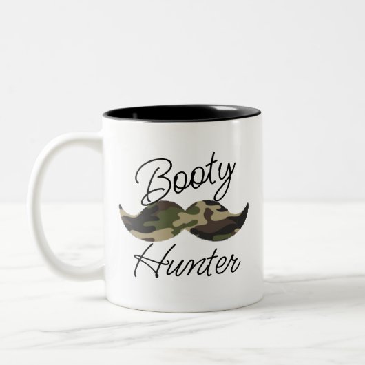 Camouflage Mustache Tasse, Funny Hintern Hunter Zweifarbige Tasse (Links)