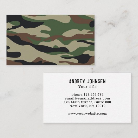 Camouflage Muster Braun  Grün Visitenkarte (Vorne/Hinten)
