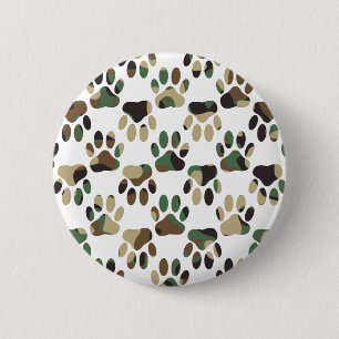 Camouflage Muster Dog Paw Print Button