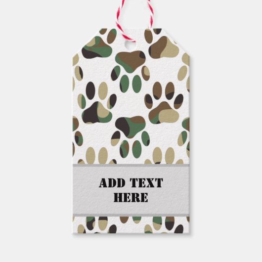 Camouflage Muster Dog Paw Print Custom Geschenkanhänger (Vorderseite)