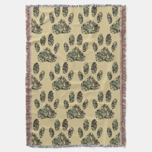 Camouflage Muster Dog Paw Print Decke (Vorderseite Vertikal)