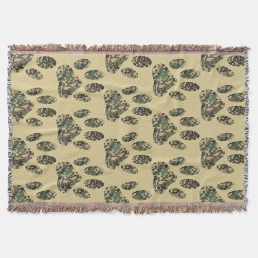 Camouflage Muster Dog Paw Print Decke (Vorderseite)