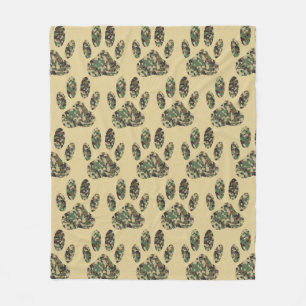 Camouflage Muster Dog Paw Print Fleecedecke