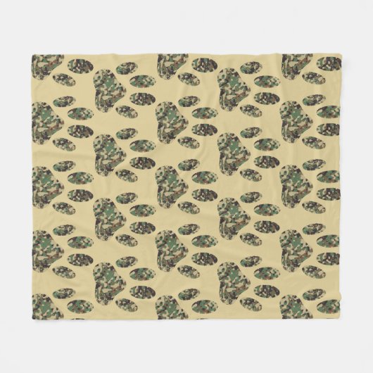 Camouflage Muster Dog Paw Print Fleecedecke (Vorderseite (Horizontal))