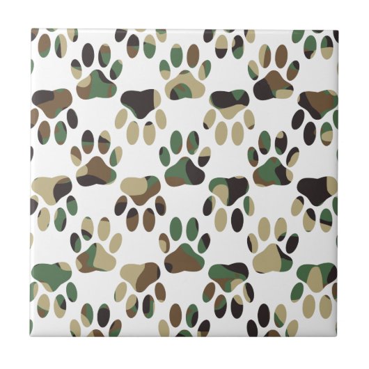 Camouflage Muster Dog Paw Print Fliese (Vorderseite)