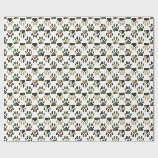 Camouflage Muster Dog Paw Print Geschenkpapier (Flach)