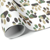 Camouflage Muster Dog Paw Print Geschenkpapier (Rolleneckpunkt)