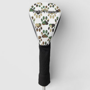 Camouflage Muster Dog Paw Print Individuelle Name Golf Headcover