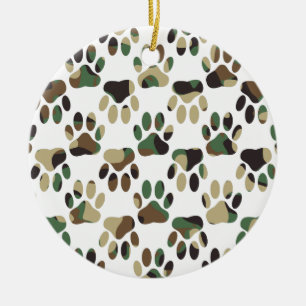 Camouflage Muster Dog Paw Print Keramik Ornament