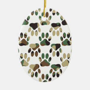 Camouflage Muster Dog Paw Print Keramikornament