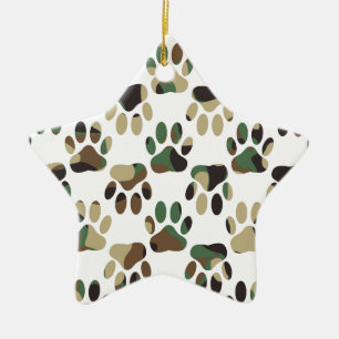 Camouflage Muster Dog Paw Print Keramikornament