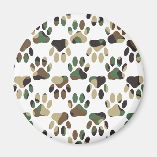 Camouflage Muster Dog Paw Print Magnet (Vorne)