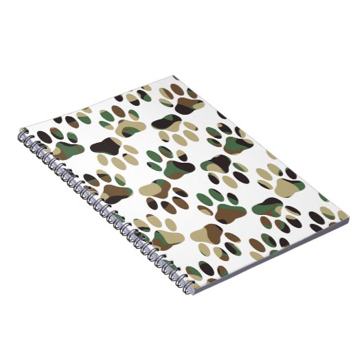 Camouflage Muster Dog Paw Print Notizblock (Rechte Seite)