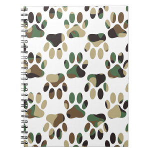 Camouflage Muster Dog Paw Print Notizblock